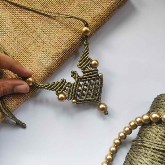 statement necklace macrame necklace lattice work necklace diamond shape necklace