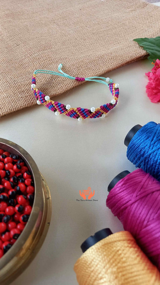 bead macrame reversible bracelet in various colours