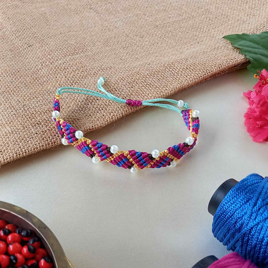 bead macrame reversible bracelet in various colours