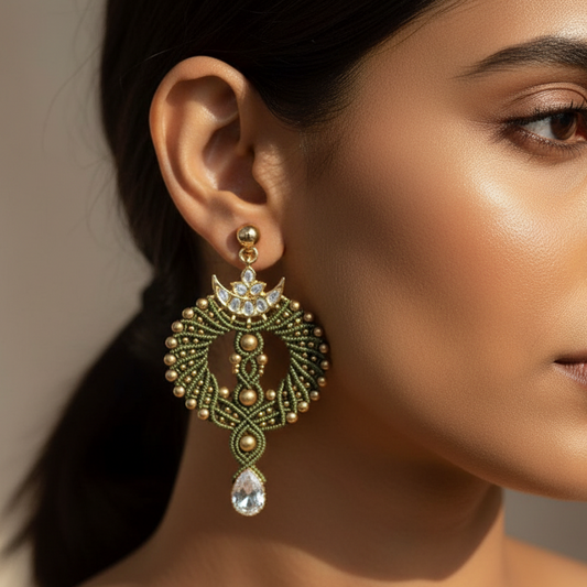Surabhi kundan macrame earrings