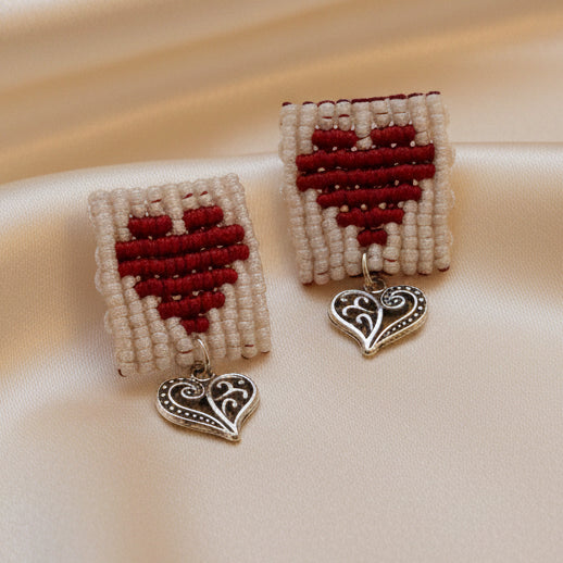 cavandoli heart stud earrings with heart charm romantic gifting valentine's day love earrings party earrings quirky anniversary