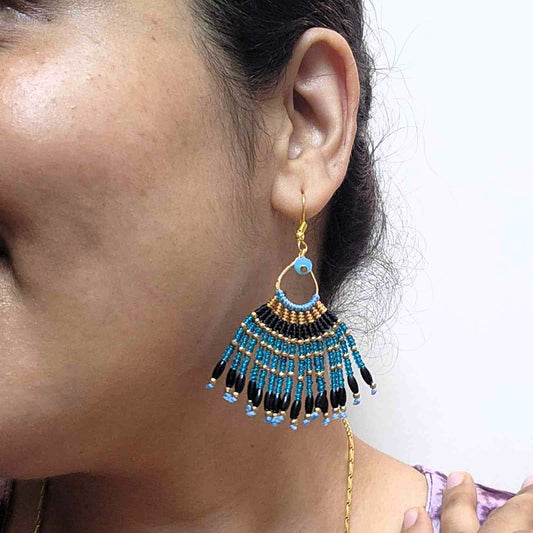 long drop earrings party wear blue bead earrings daily wear earrings