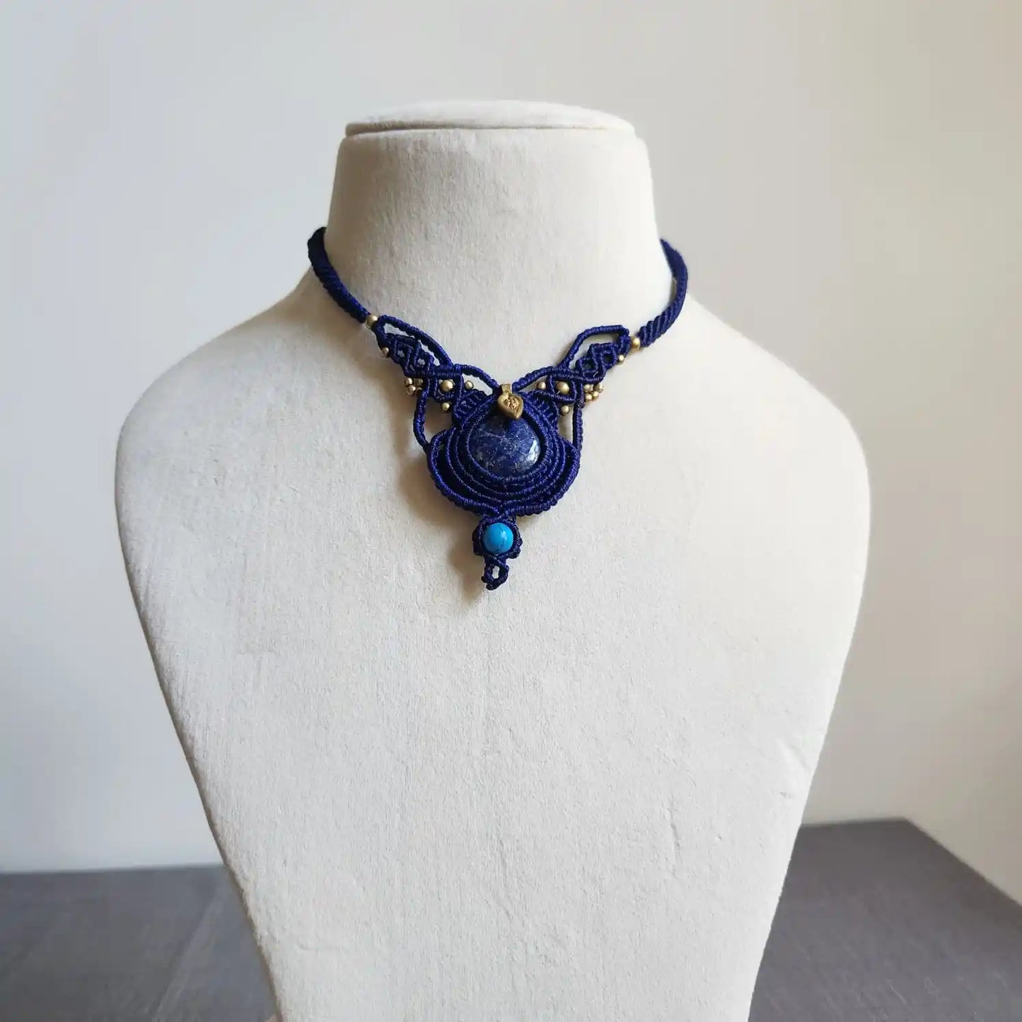 stone necklace lapis necklace blue bead necklace delicate jewellery office wear necklace daily wear necklace lightweight