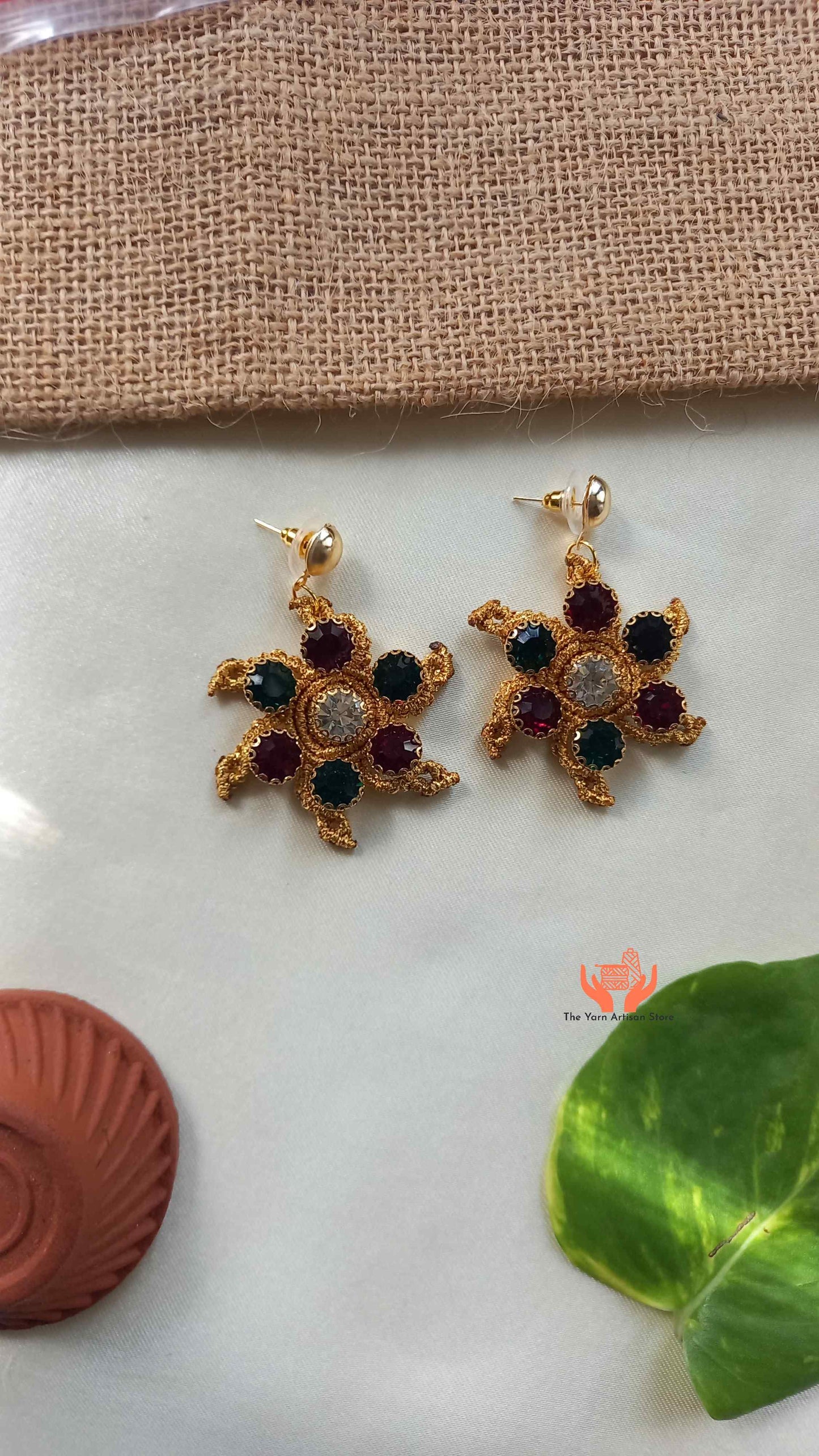gold stone stud earrings for women