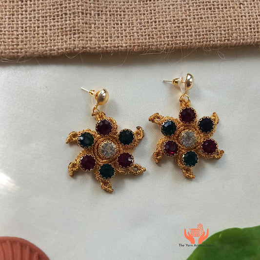 gold stone stud earrings for women