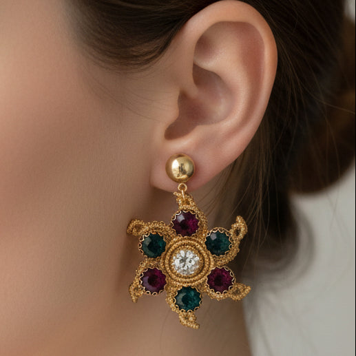 gold stone stud earrings for women