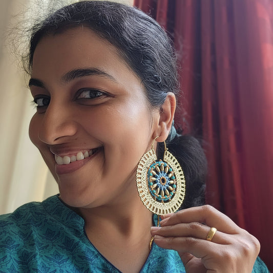 blue gold earrings hoop earrings large earrings party wear jewellery statement earrings hoops