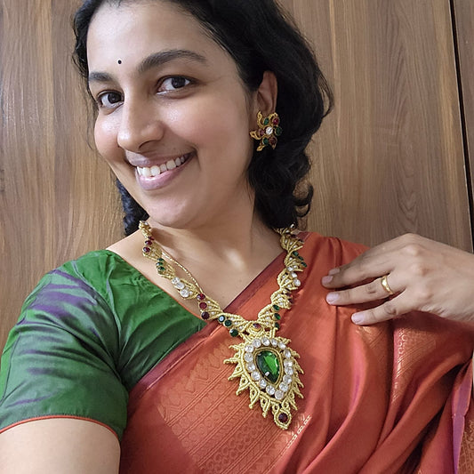 gold necklace stone necklace set stud earrings bead necklace stone earrings green stone necklace set wedding jewellery grand