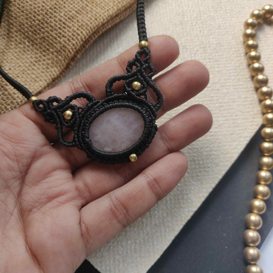 quartz stone necklace office wear necklace small necklace delicate jewellery black necklace quartz