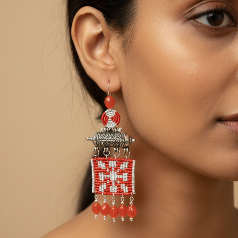 Mallika orange cavandoli dangler earrings