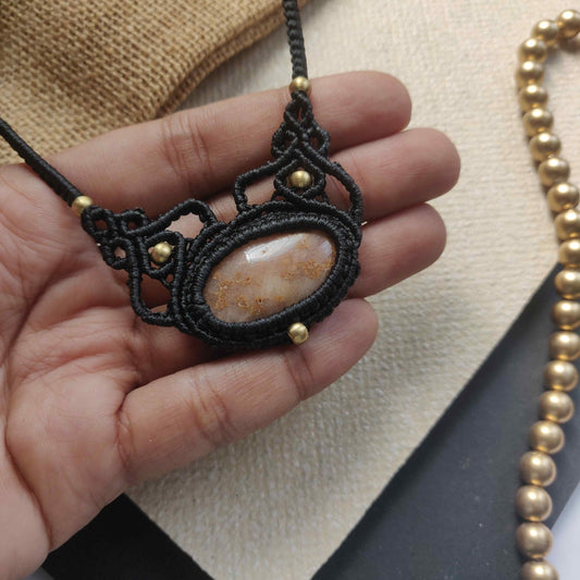 brown stone necklace office wear necklace small necklace delicate jewellery black necklace onyx