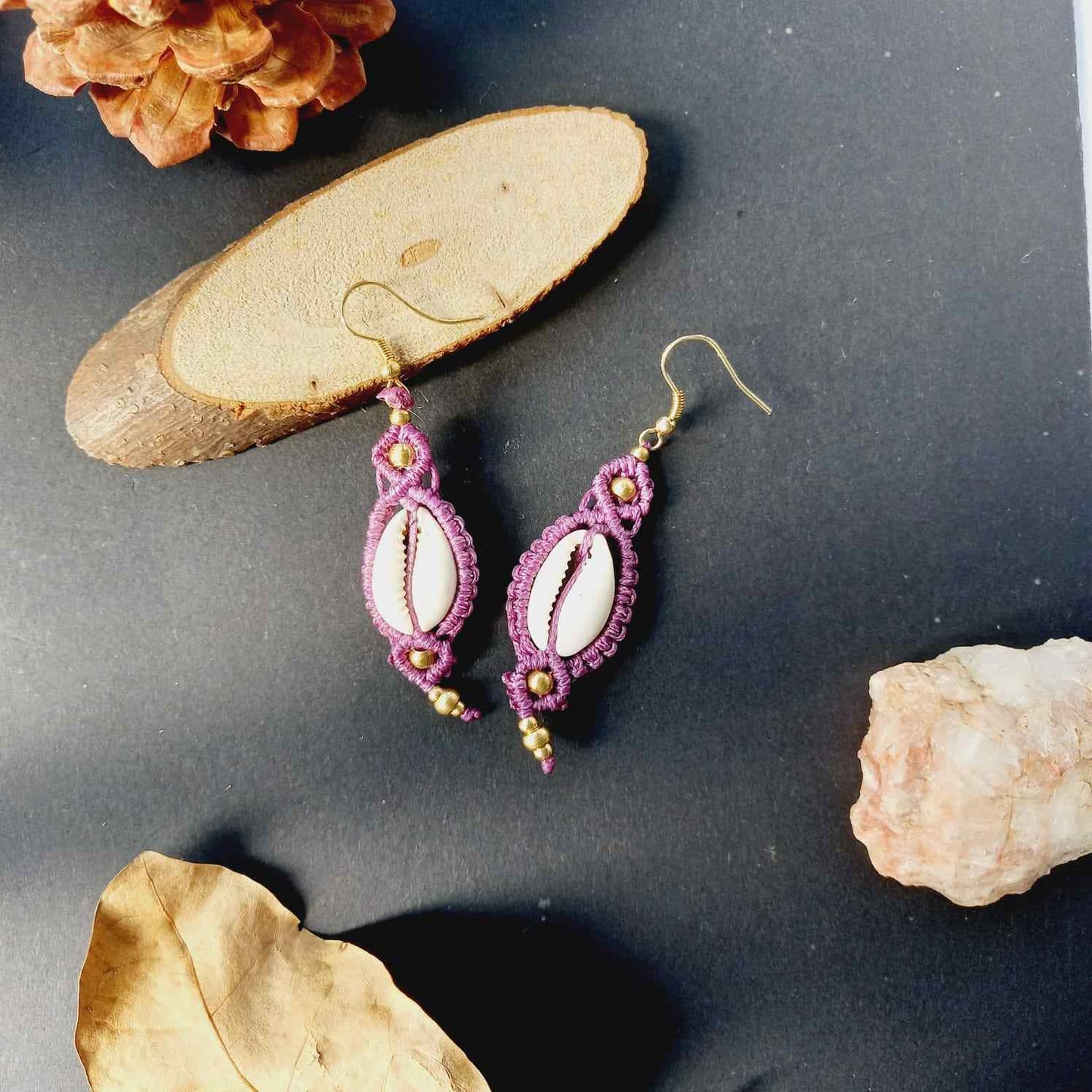 macrame earrings cowrie earrings gift for her festival gifting birthday gift anniversary gift return gift working woman
