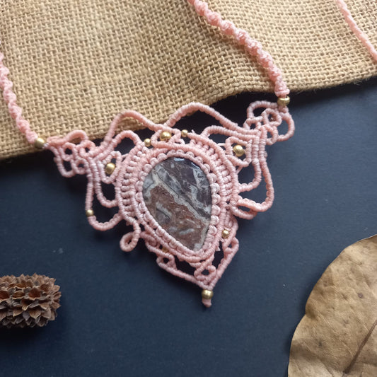 bead macrame necklace stone pendant stone necklace office wear jewellery macrame pendant necklace