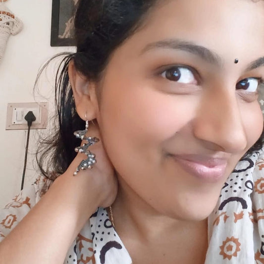 Vartini purple macrame bead earrings