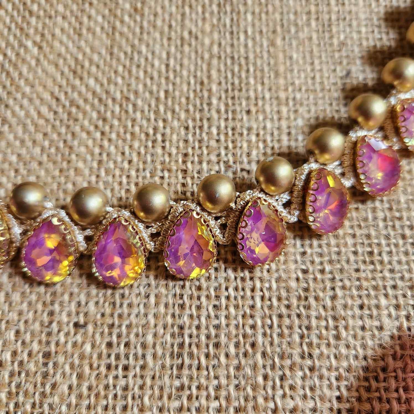 necklace stone jewellery party wedding necklace formal wear macrame necklace set pink gold necklace