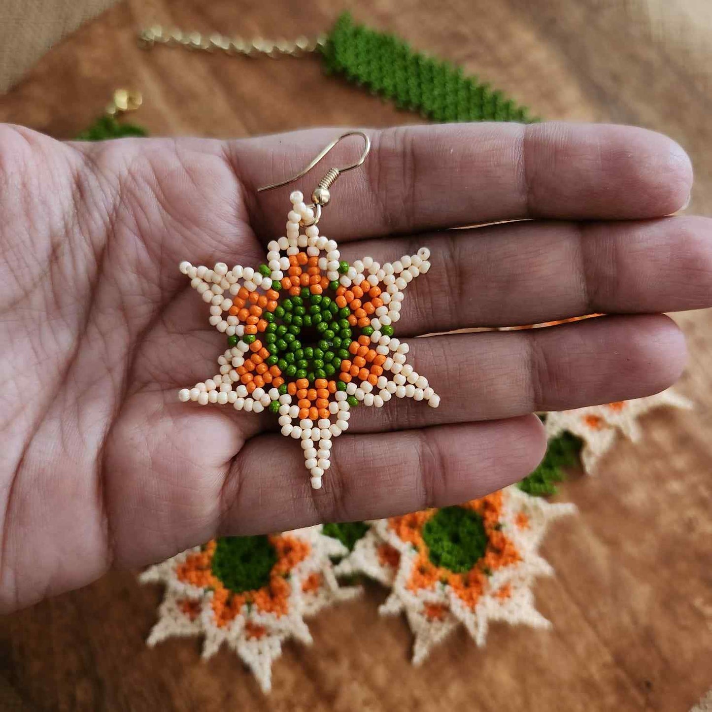 floral necklace bead jewellery short necklace flower motif partywear necklace floral earrings