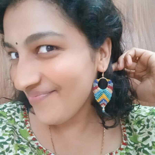 macrame earrings multi coloured earrings long earrings