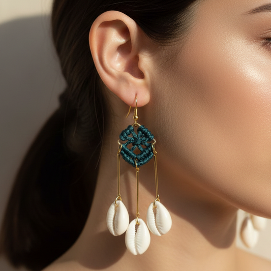 Saralith blue cowrie shell earrings
