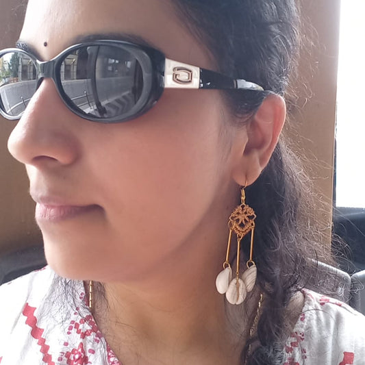 Saralith gold cowrie shell earrings