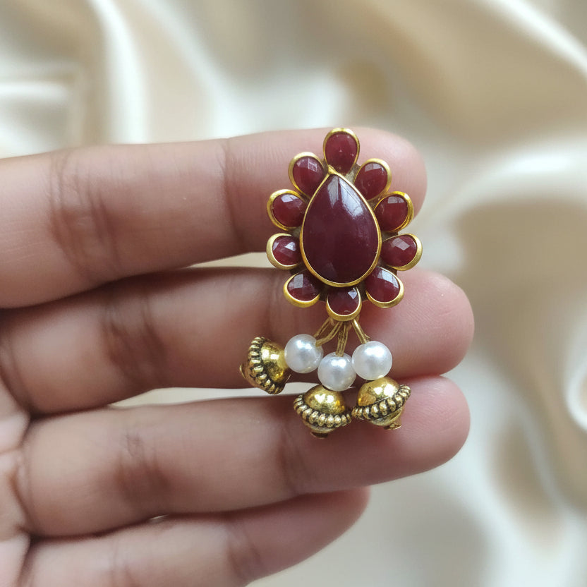 gold necklace leaf necklace set traditional gold necklace set maroon necklace set stud earrings drop pendant oval pendant set