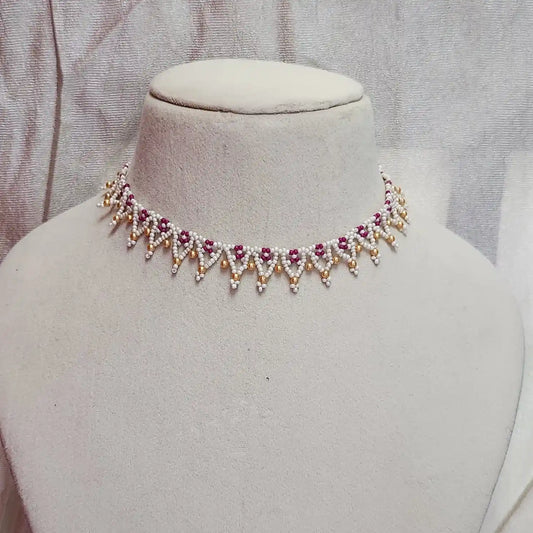 pearl rani pink necklace party office formal wear jewellery colourful floral flower casual daily wear for suits kurtis sarees