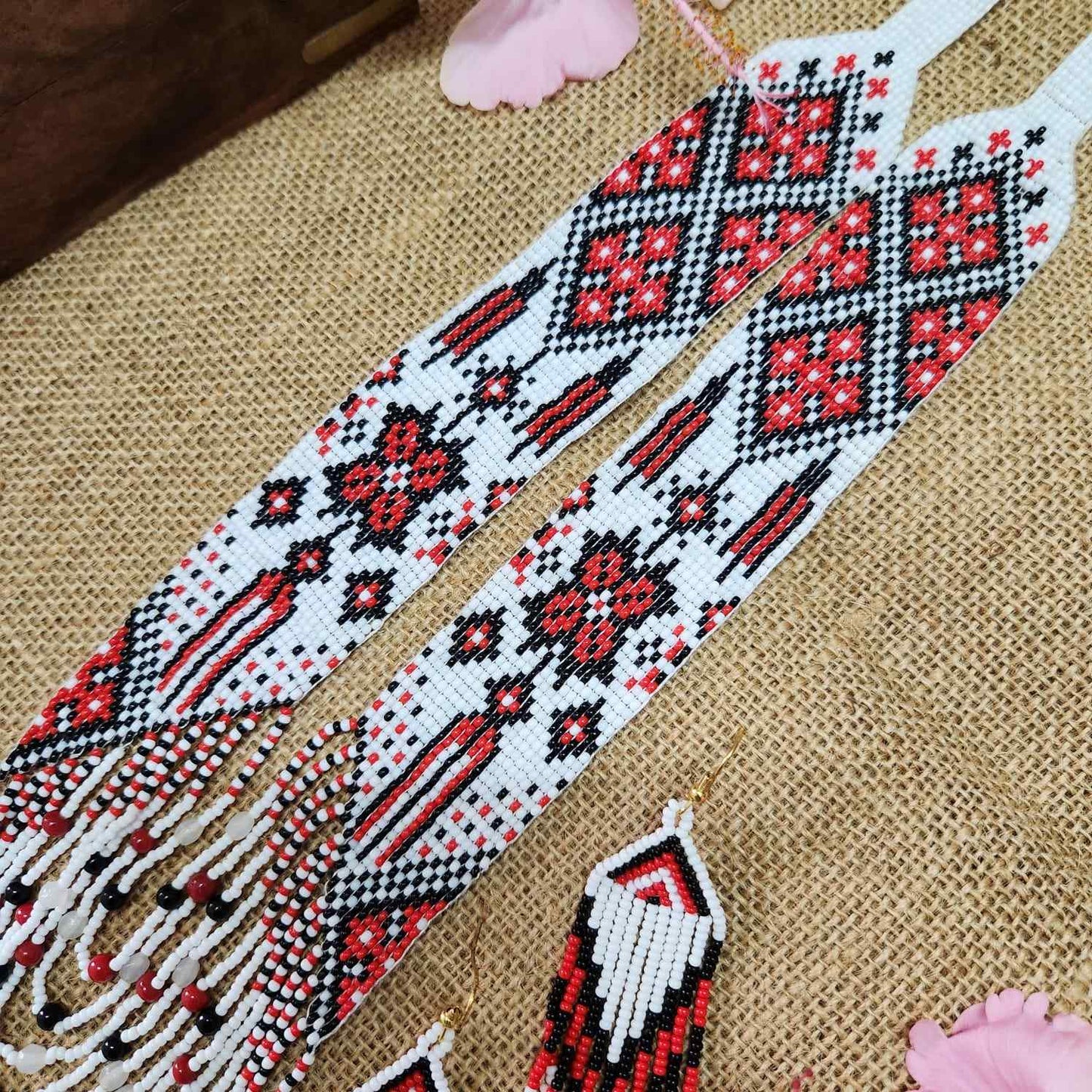 geometric design bead necklace white red layered necklace dangler party wear occasion wedding mehndi sangeet haldi jewellery