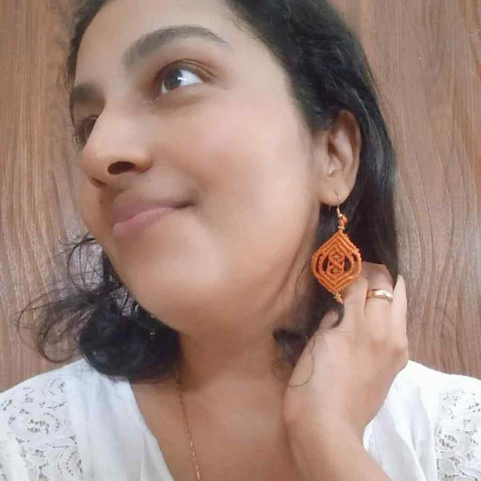 Bhumi ochre macrame earrings