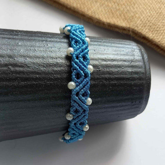 handmade macrame bead bracelet in a wavy design