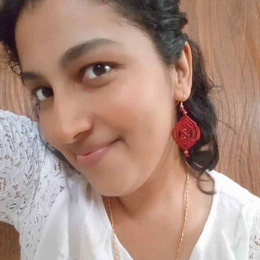 macrame earrings red earrings gift for her festival gifting birthday gift anniversary gift return gift working woman