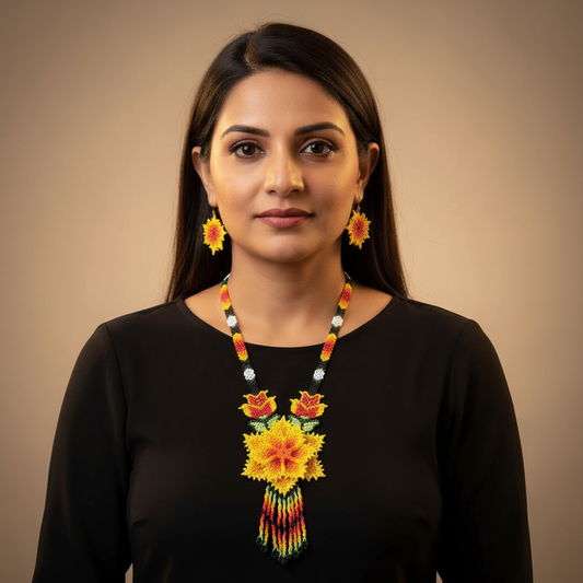 Kadambini bead floral necklace set