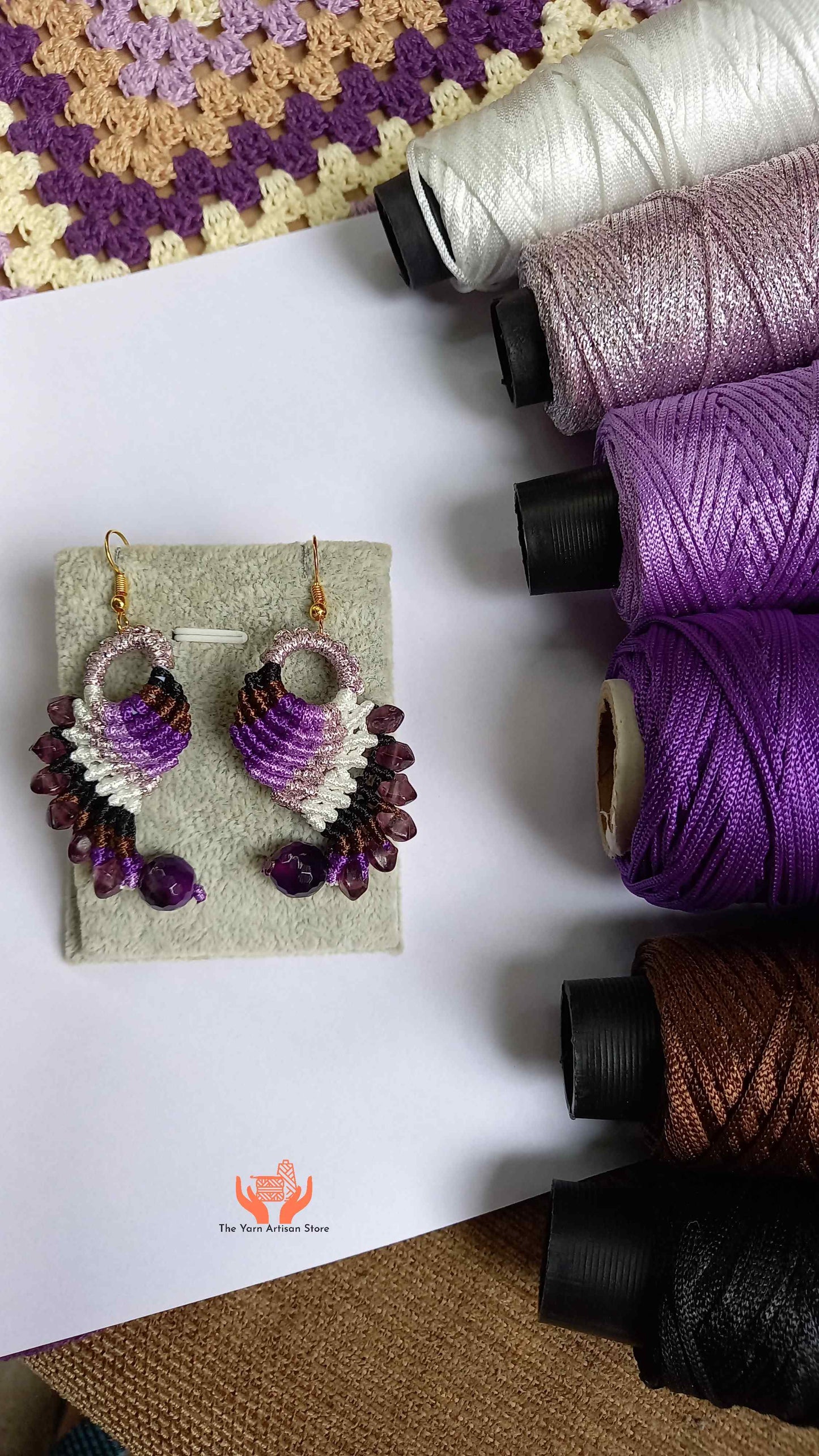 purple necklace asymmetric necklace bead earrings set graded necklace set