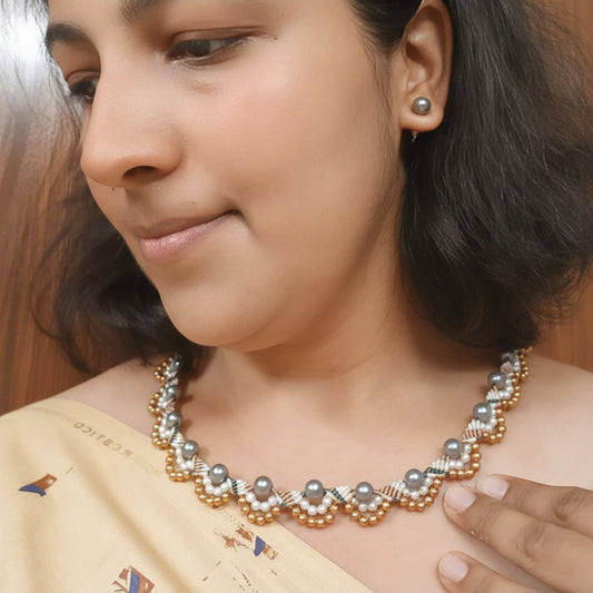 pearl necklace bead necklace office wear necklace stud earrings pearl earrings elegant pearl necklace set formal wear pearls