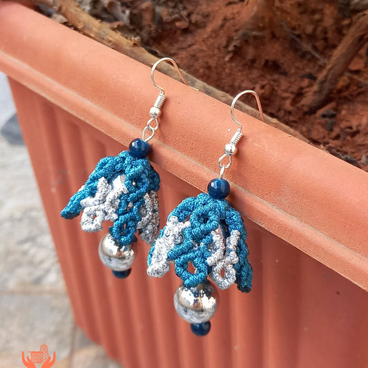 macrame jhumka earrings in two colours