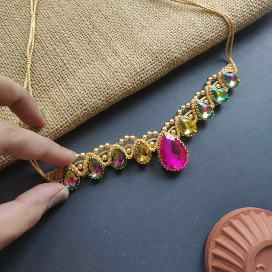 Vanaja stone macrame statement necklace