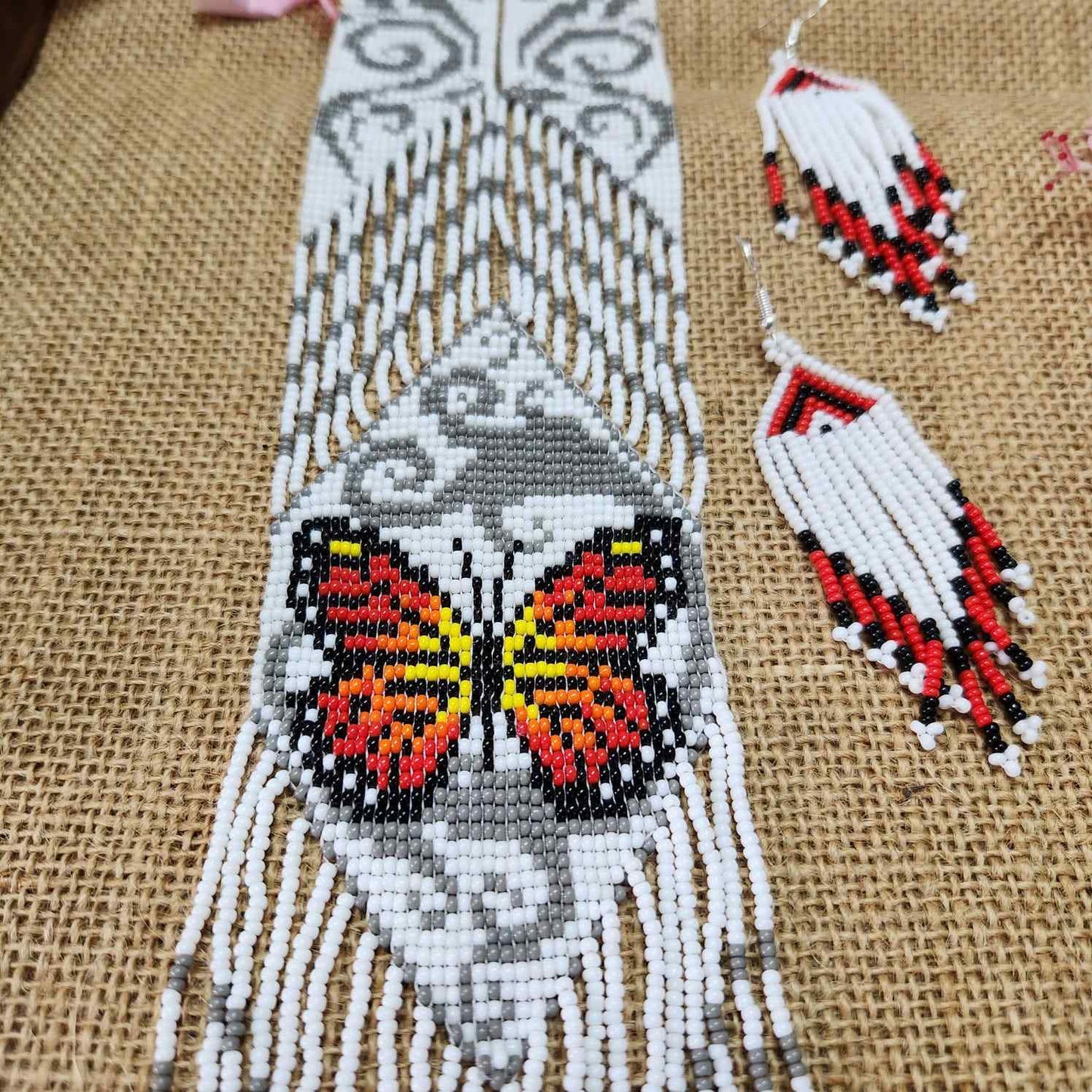 swirl butterfly bead loom necklace fringe casual wear occasion wear wedding haldi mehendi sangeet