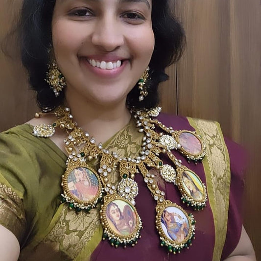 rajput necklace rajasthani necklace kundan necklace earrings set stud earrings kundan earrings portrait jewellery macrame
