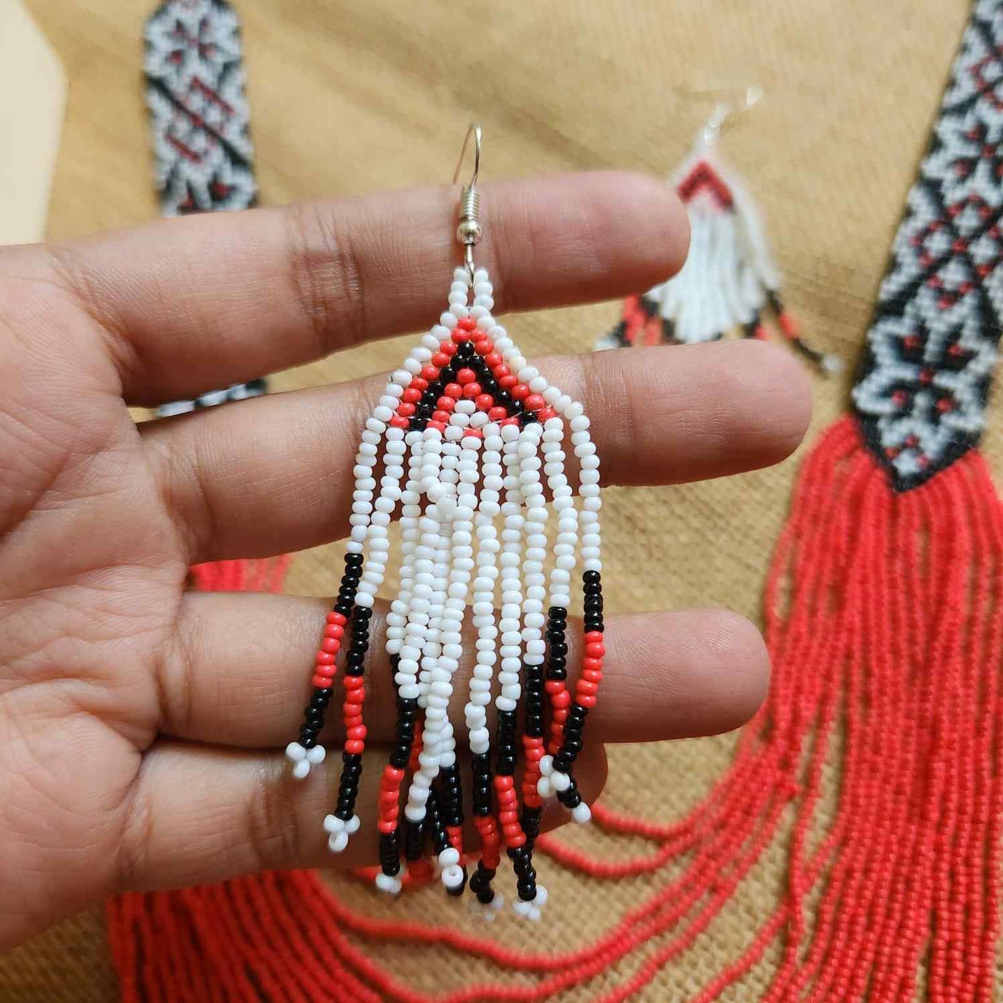 red coral geometric necklace formal necklace party necklace function wedding mehendi sangeet gift for her