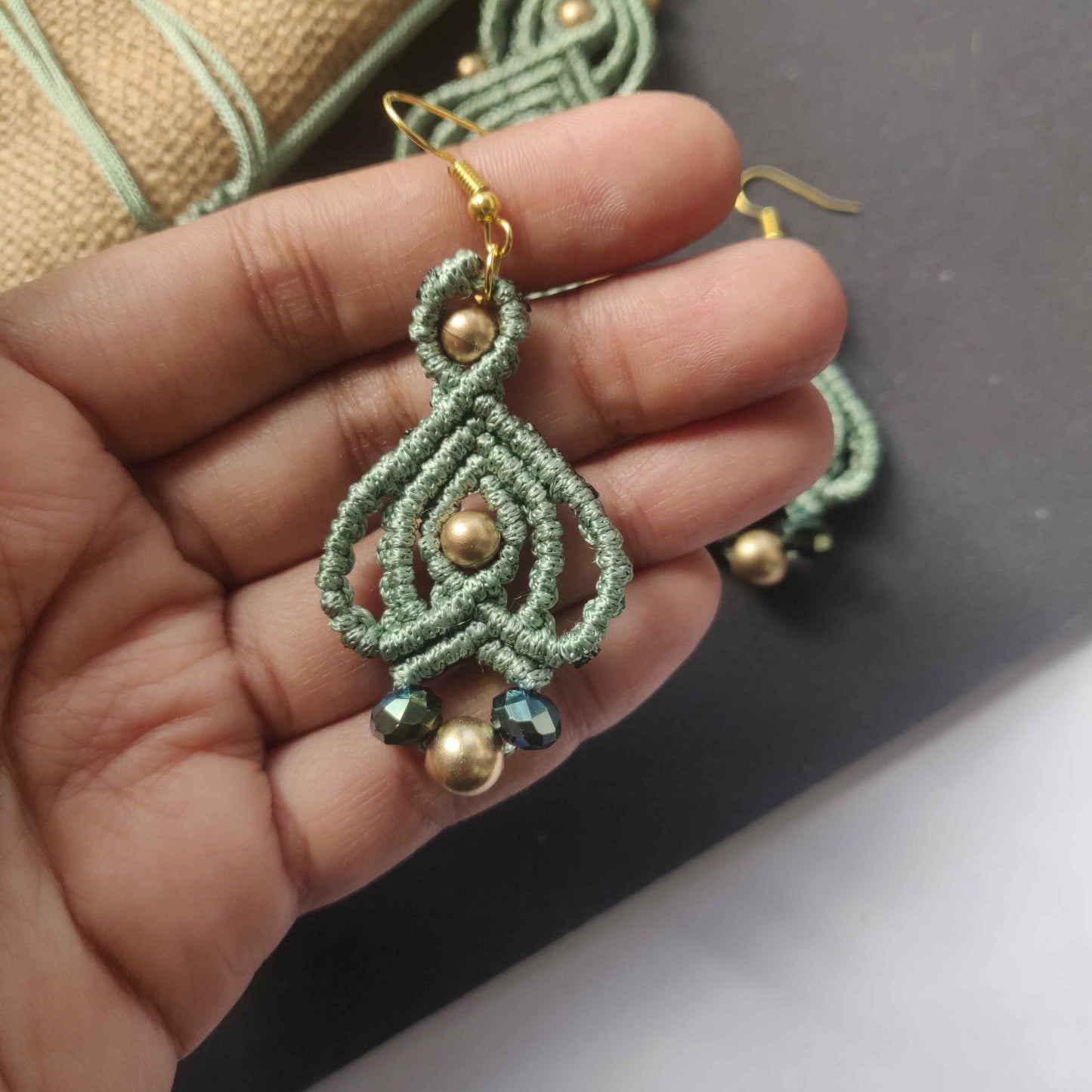 macrame necklace bead necklace choker necklace stone choker green necklace gold necklace labrodorite necklace