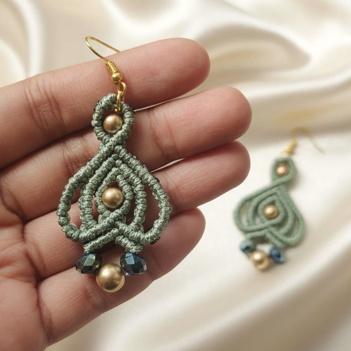 macrame necklace bead necklace choker necklace stone choker green necklace gold necklace labrodorite necklace