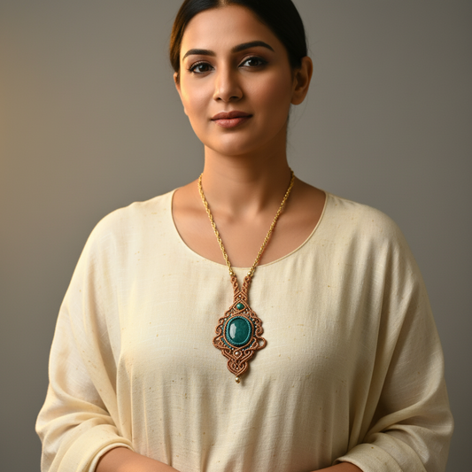 Ratnamayi green macrame statement necklace