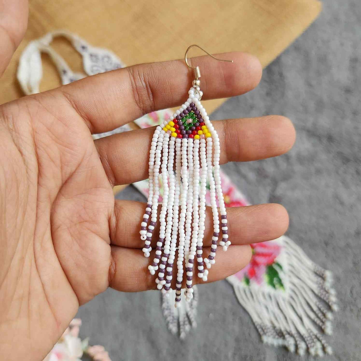 statement bead necklace partywear necklace multi colour necklace for sangeet wedding jewellery floral set bead earrings