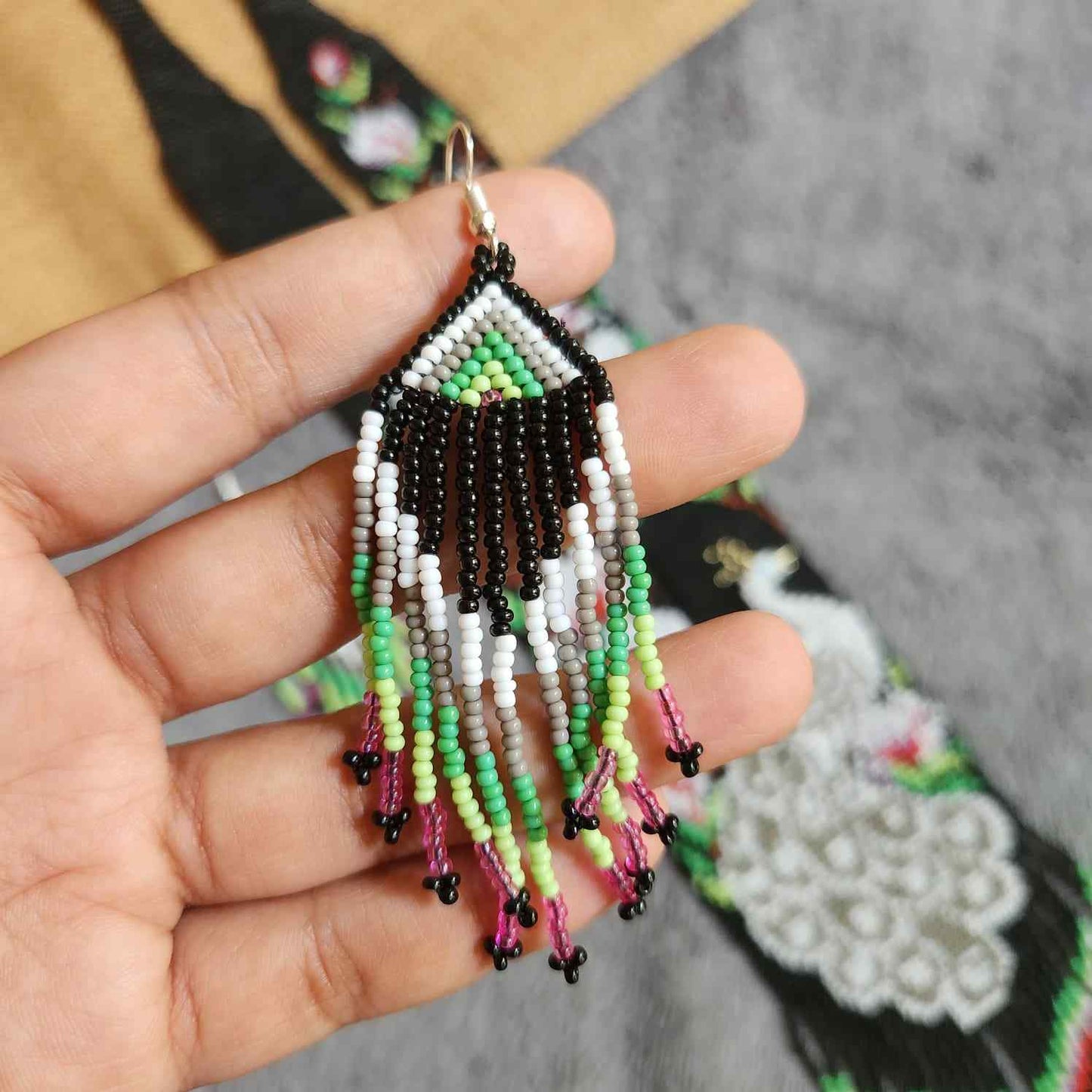 peacock necklace white pink floral flower necklace set black necklace party wear necklace casual outing occasion wear jewel