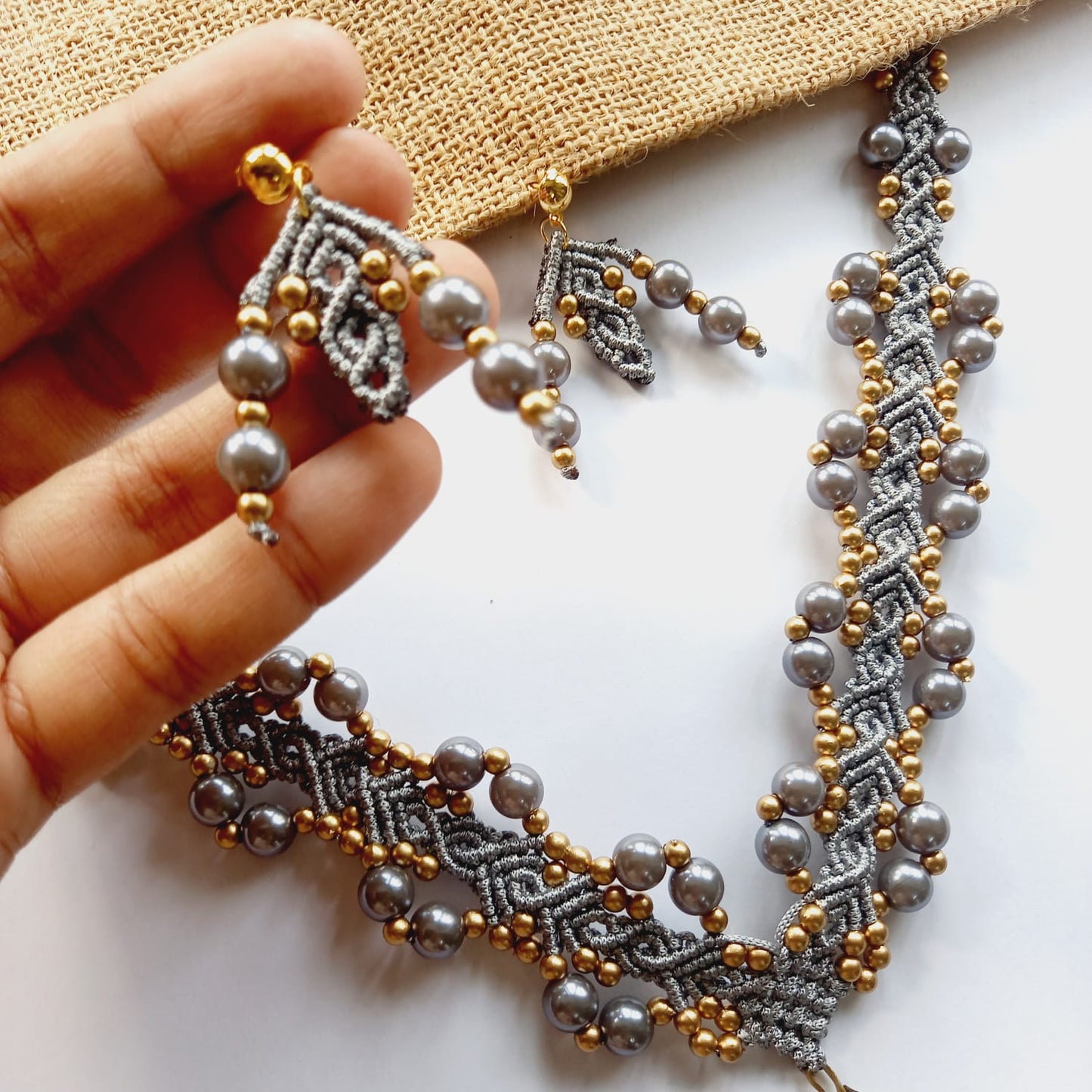 handmade jewellery set handmade necklace handmade earrings stud earrings studs bead jewellery