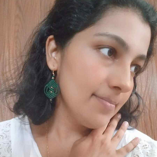 macrame earrings green earrings gift for her festival gifting birthday gift anniversary gift return gift working woman