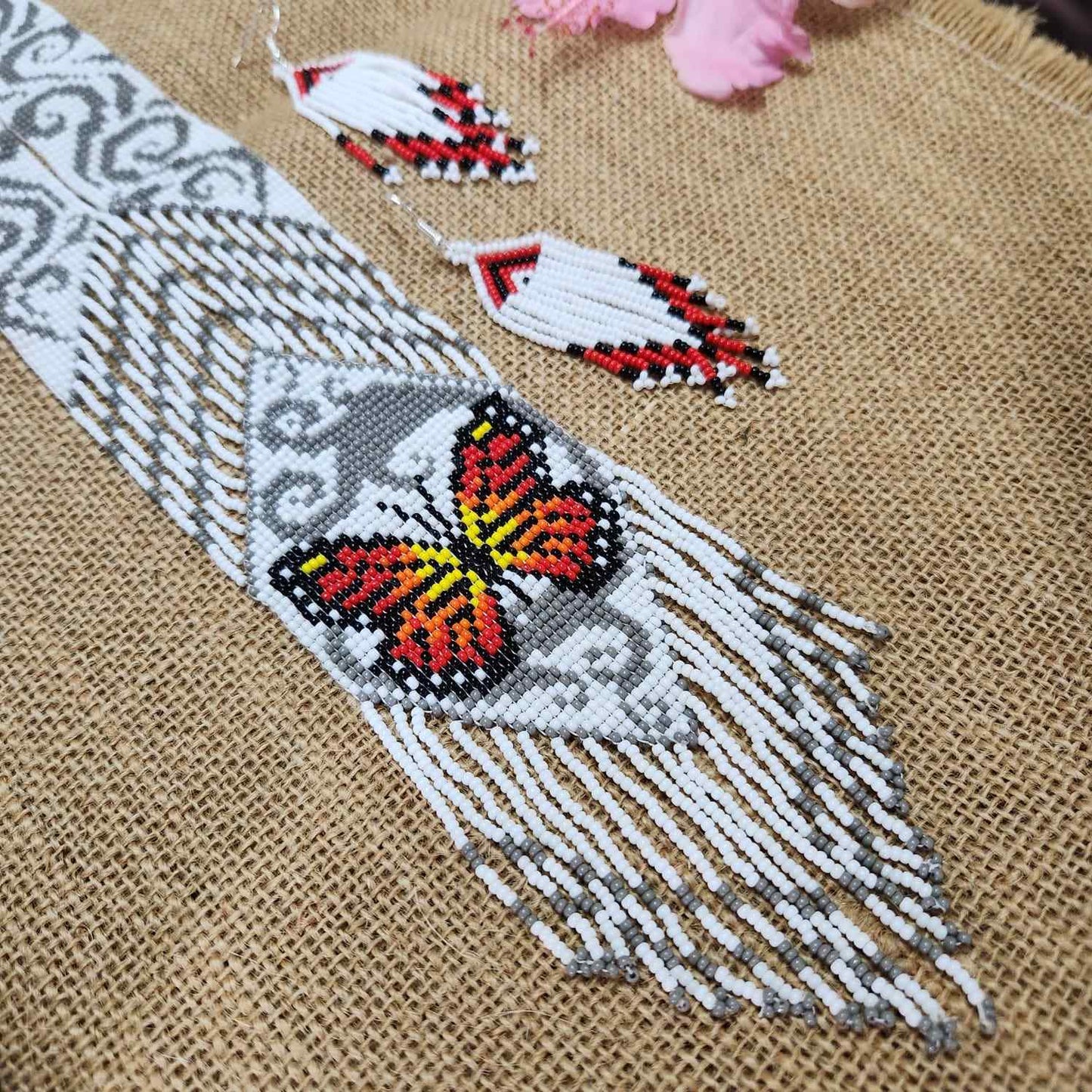 swirl butterfly bead loom necklace fringe casual wear occasion wear wedding haldi mehendi sangeet