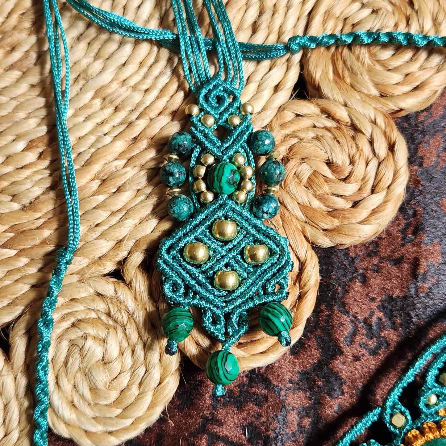 macrame necklace choker green necklace stone jewellery bead necklace statement party wear