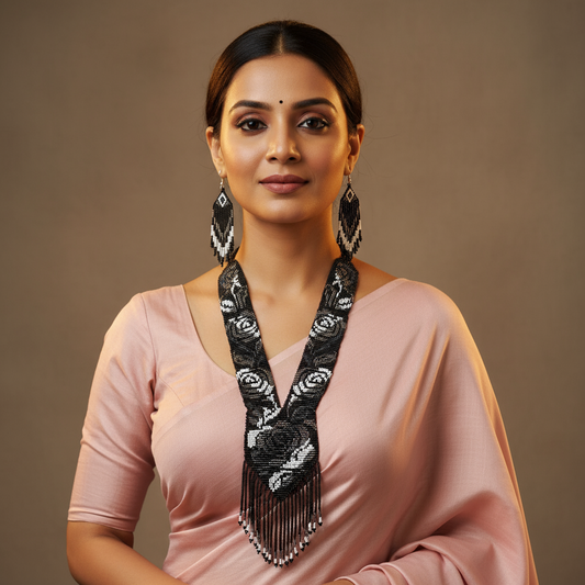 Asama floral beadloom necklace set