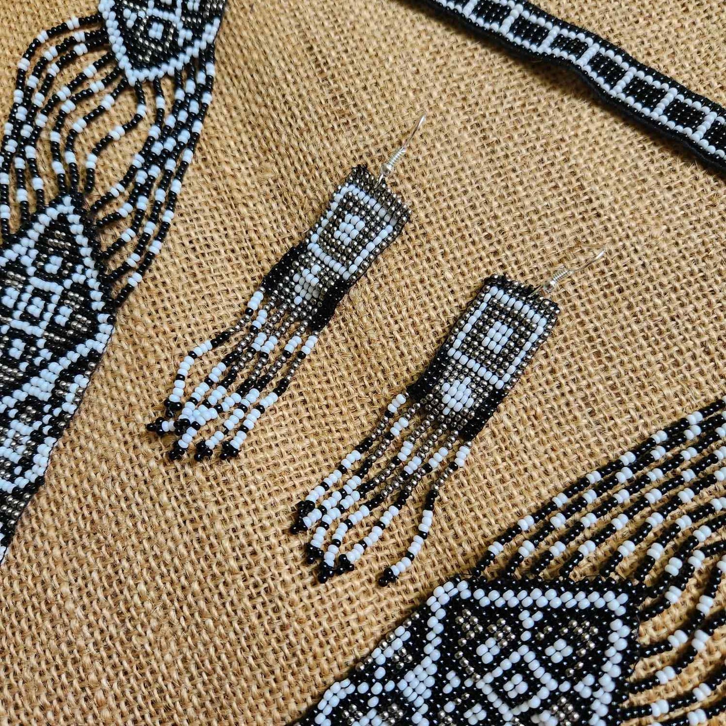 black white necklace layered necklace party wear necklace set bead jewellery wedding necklace office wear