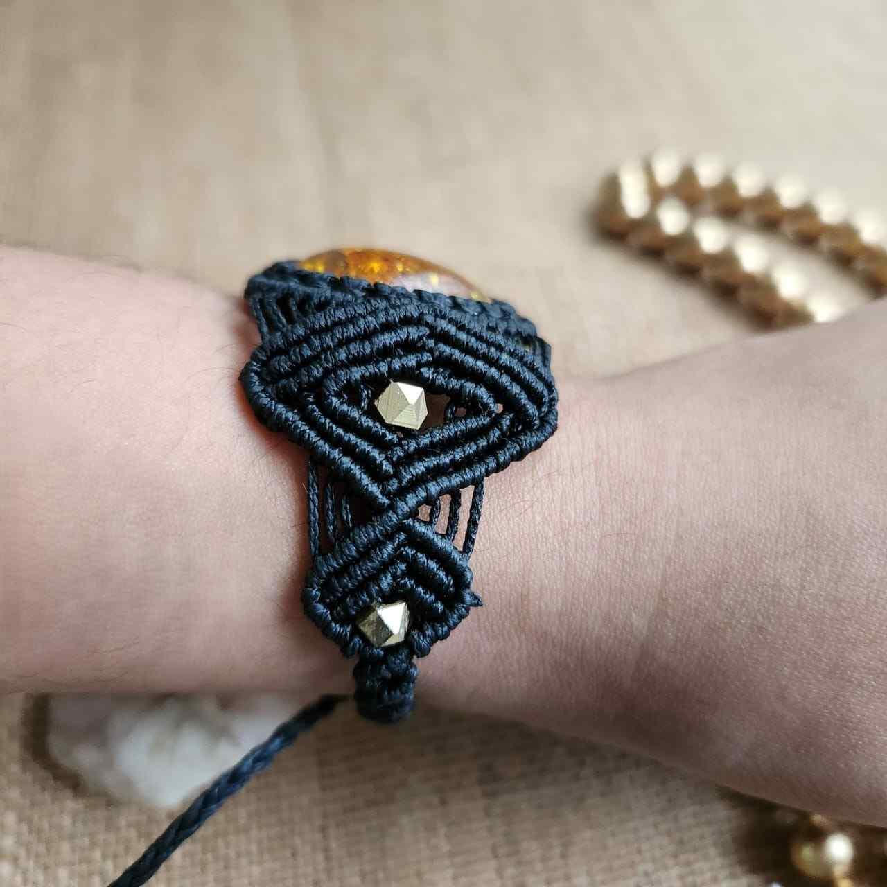 black cuff bracelet orange stone bracelet brass bead bracelet multi earrings brass earrings dangler