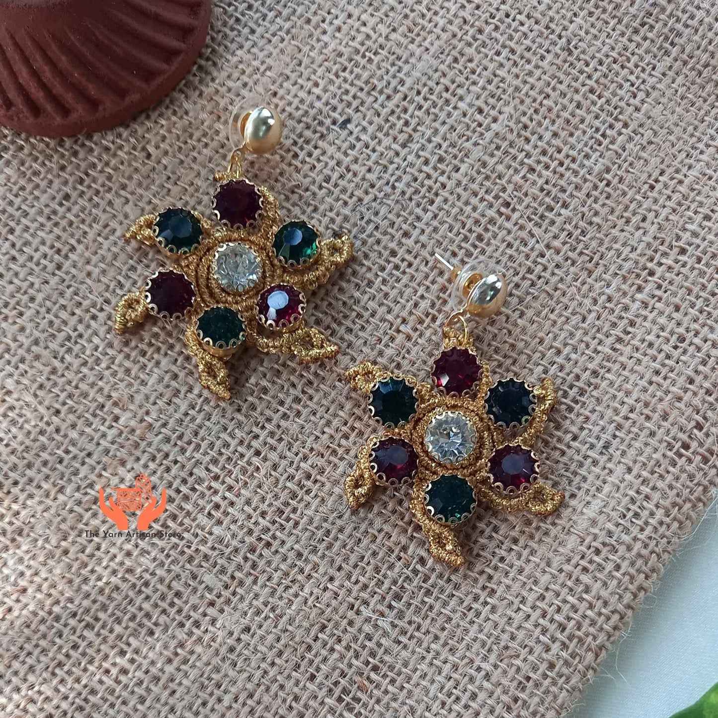 gold stone stud earrings for women